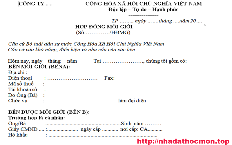 hop dong moi gioi bat dong san